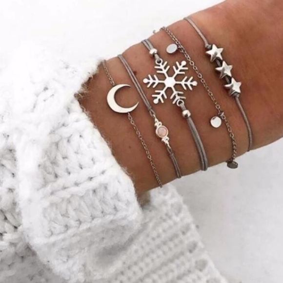 Jewelry - Snowflake Moon and Stars 5-Piece Bracelet Set